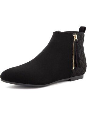 Women's Black  Ankle Boot Flat Low Heel Zippers Booties Winter Fall Fashion Boot